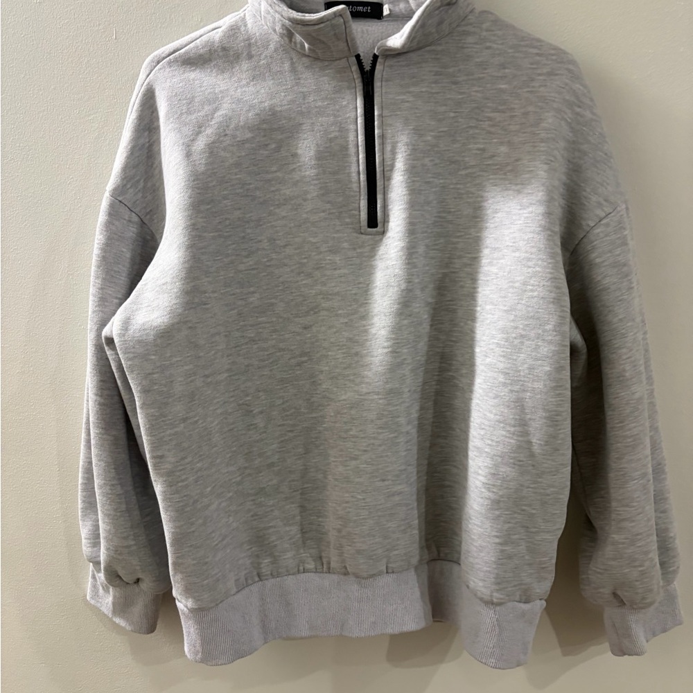 Automet Cozy Gray Women's Quarter-Zip Sweatshirt Size S